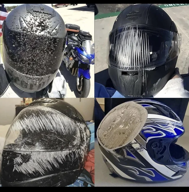 Imagen de apoyo: Un casco está en mal estado y no debe usarse cuando: